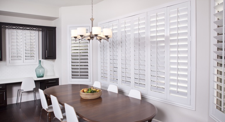 white shutters in Houston dining room